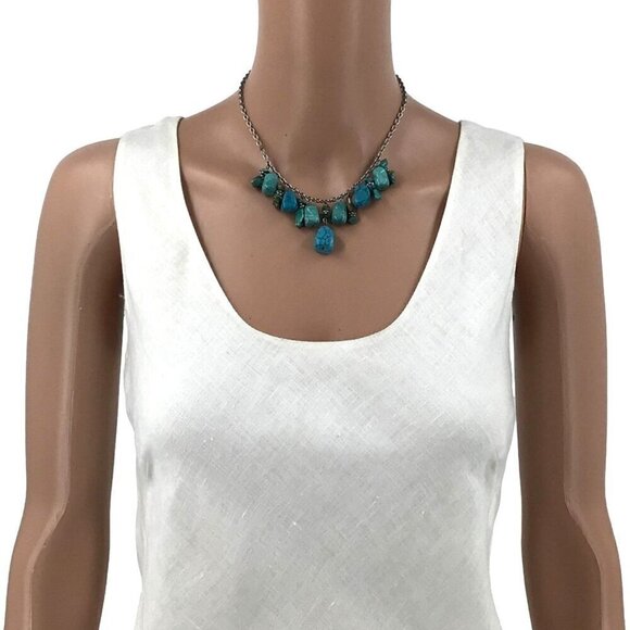 Blue Howlite Necklace 16 Inch Length Toggle Closure Boho Style - Picture 3 of 3